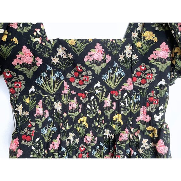 NWT Agua Bendita Caramelo Magdalena Night Cotton Mini Dress Black Floral Print M - Picture 5 of 12